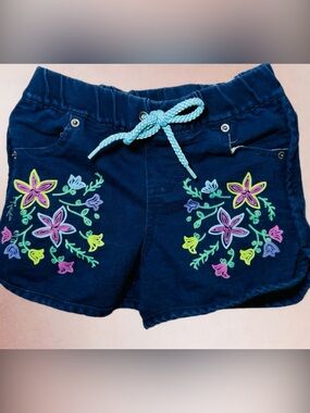 Girls Floral Embroidered Shorts